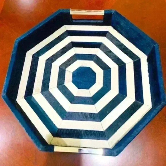 leather tray hexagonal striped pattern - Picture 1 of 7